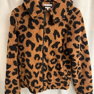 Kids' Leopard Print Sherpa Puffer Jacket